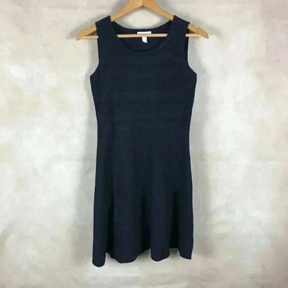 CHARTER CLUB Fit & Flare Ribbed Knit Black Dress P/S - Picture 3 of 12
